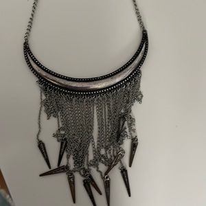Free People collar fringe metal necklace
